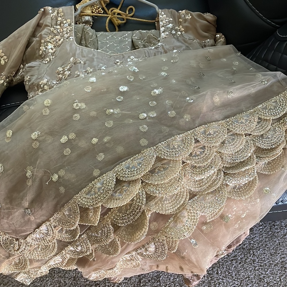 Indian Embroidered Suit-Beige